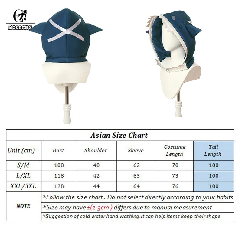 Hololive Gawr Gura Cosplay Costume ENG Shark Costume for Women Halloween Youtuber Cosplay Full Set Tail