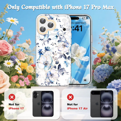 Flower Case for Iphone 17 Pro Max 6.9'' 2025, Cute Floral Cover with Screen Protector for Girls/Women-Rosa Chinensis