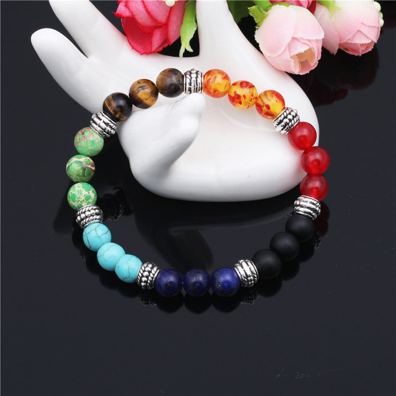 7 Chakra Bracelet - Natural Stone Energy Healing Yoga Bracelet | Colorful Crystal Meditation Gift