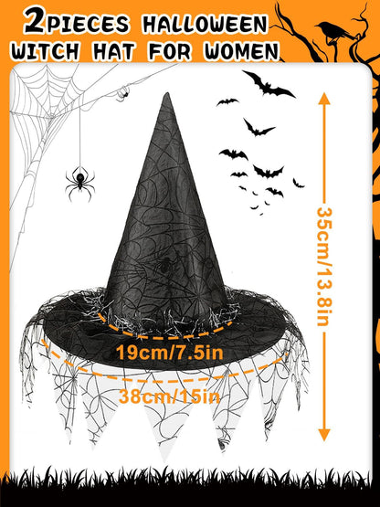 2 Pieces Halloween Witch Hat Costume Witches Hats For Women Black Foldable Pointed Cap For Halloween Party Costume-Ban On Selling On Amazon