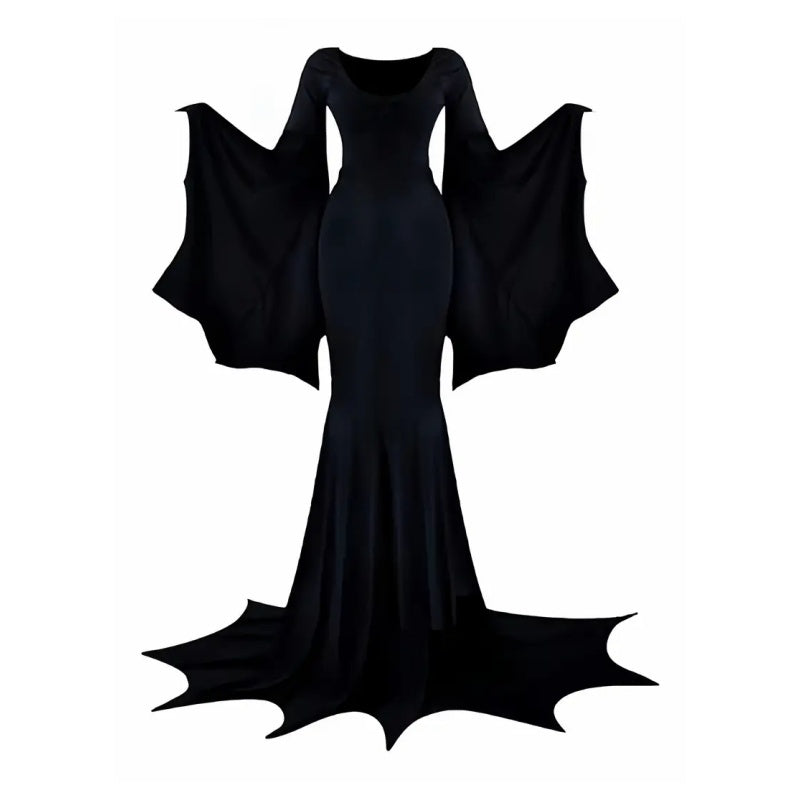 Black Halloween Costume Women Gothic Bat Sleeve Dress Cosplay Costumes Vintage Carnival Party Outfit