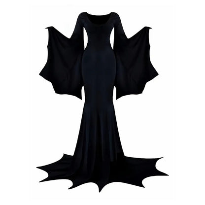 Black Halloween Costume Women Gothic Bat Sleeve Dress Cosplay Costumes Vintage Carnival Party Outfit