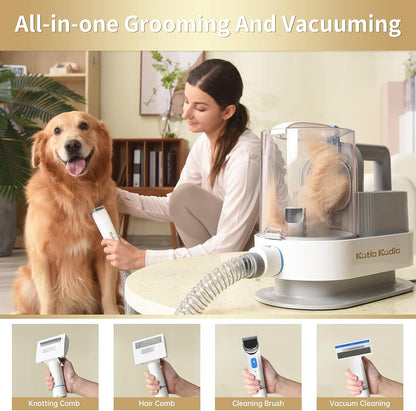 Pet Grooming Kit, 5 In 1 Dog Grooming Kit With 2 Suction Mode, Low Noise Dog Hair Remover, Dog Vacuums For Hair Cleaning
