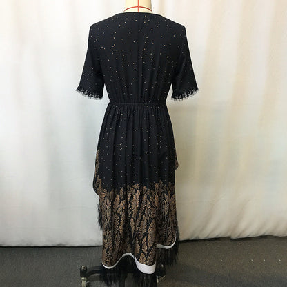 Women's Boho Cowgirl Dress With Fringe Tassels, V Neck Asymmetrical High Low Party Dress, Western Festival Club Outfit, NO Belt