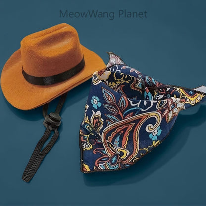 Premium Pet Halloween Costume Set - Dog Cat Bandana & Hat for Small Pets