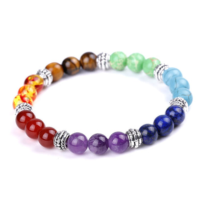 7 Chakra Bracelet - Natural Stone Energy Healing Yoga Bracelet | Colorful Crystal Meditation Gift