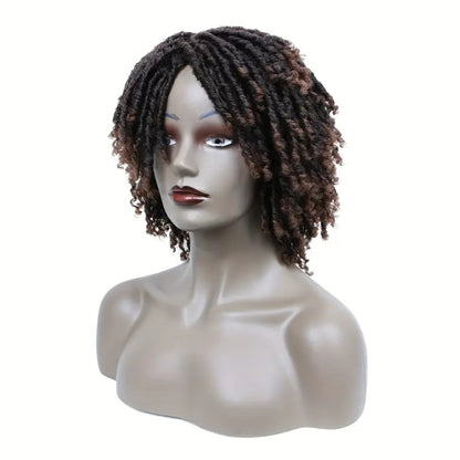 Short Hair Braided Non-toxic Wig African Curly Wig Synthetic Wig African Hair Braided Hook Braided Wig Dirty Braid Headgear