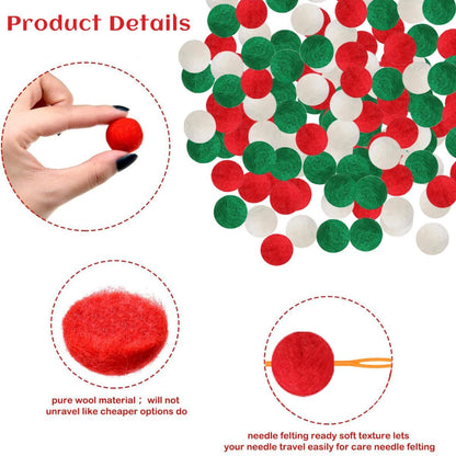 9.84 Ft Felt Ball Garland With Warm Light String Christmas Pom Pom Garland Red Green White 1 Inch Pompoms DIY Unique Hanging Bunting Banner For Xmas Tree Fireplace Wall Home Decor