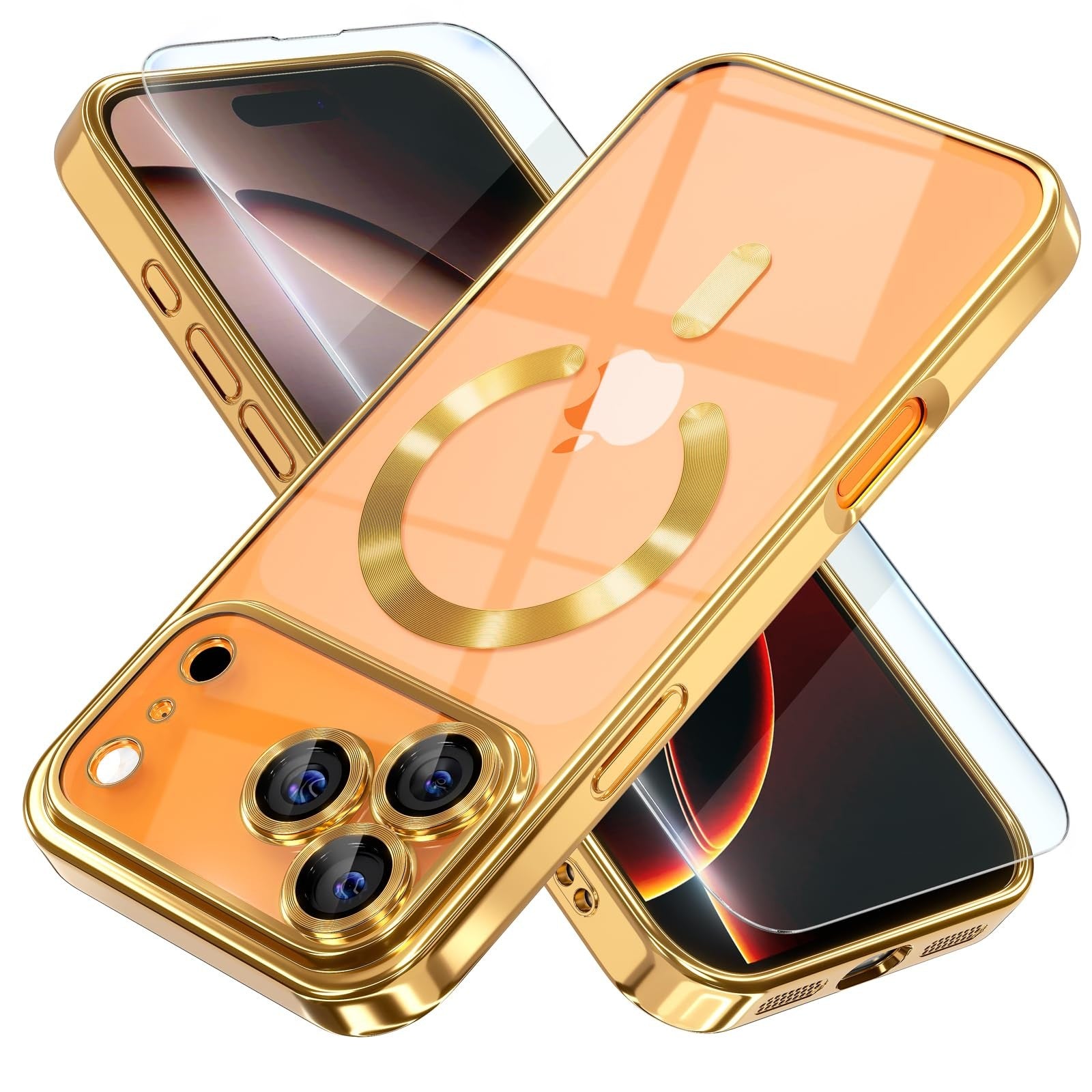 For Iphone 17 Pro Max/Air/17 Pro/17 Slim Plating Clear Mag Safe Lens Screen Case