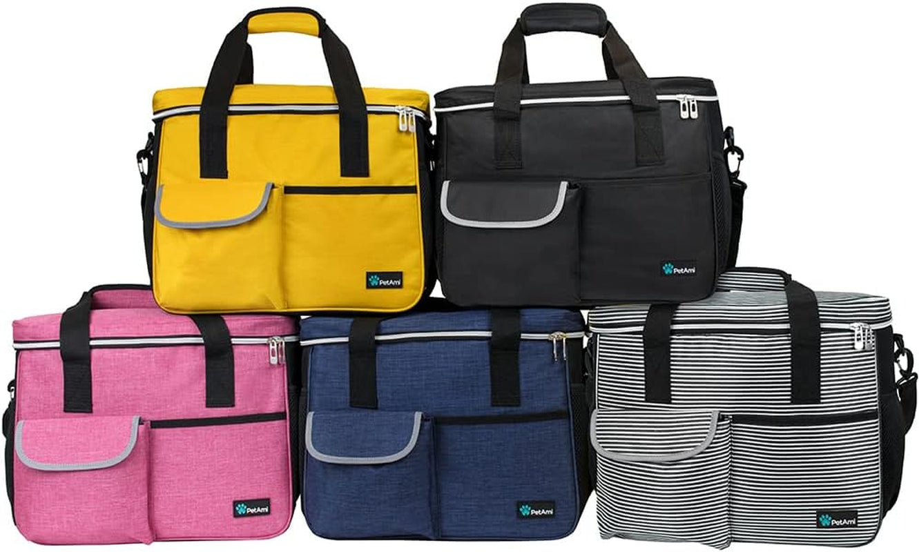 Dog Travel Bag, Travel Pet Bag Organizer, Dog Food Travel Bag with Food Container and Bowls, Dog Travel Supplies Gift Accessories for Weekend Camping, Dog Cat Diaper Bag (Yellow, Medium)