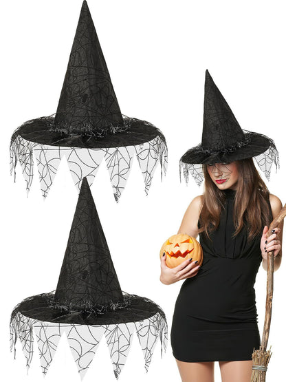 2 Pieces Halloween Witch Hat Costume Witches Hats For Women Black Foldable Pointed Cap For Halloween Party Costume-Ban On Selling On Amazon
