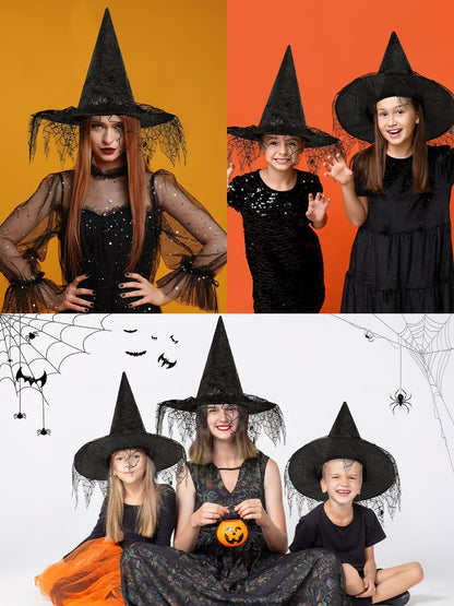 2 Pieces Halloween Witch Hat Costume Witches Hats For Women Black Foldable Pointed Cap For Halloween Party Costume-Ban On Selling On Amazon