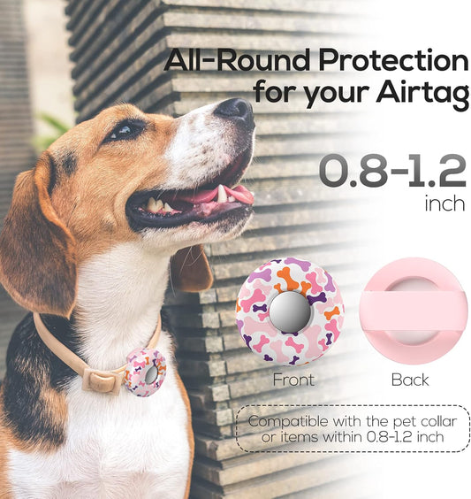 Dog Collar Holder for Airtag, 2 Pack Silicone Pet Collar Case for Apple Airtags, Anti-Lost Airtag Dog Collar Holder GPS Tracker Compatible with Cat Dog Collars Charms Harness & Backpack Accessories