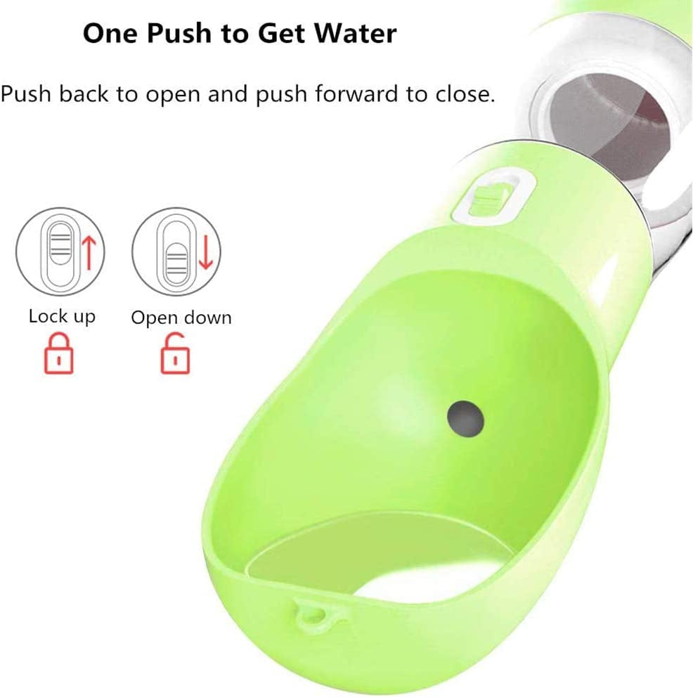 Outdoor Dog Water Bottle Dispenser - Leak Proof Bottles for Dogs on the Go with Food Container Multifunctional Travel Outdoor（Green）