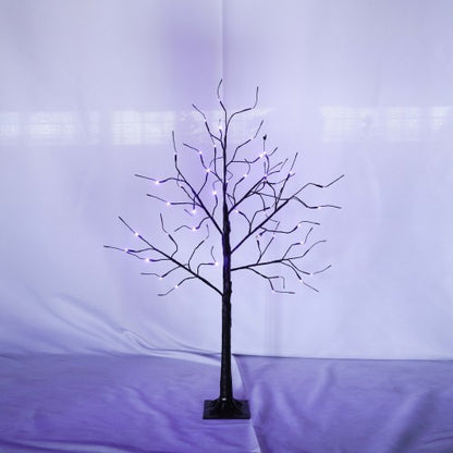 Halloween Spooky Trees with Purple Lights - 3 Pack 4FT 5FT 6FT Black Trees