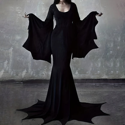 Black Halloween Costume Women Gothic Bat Sleeve Dress Cosplay Costumes Vintage Carnival Party Outfit