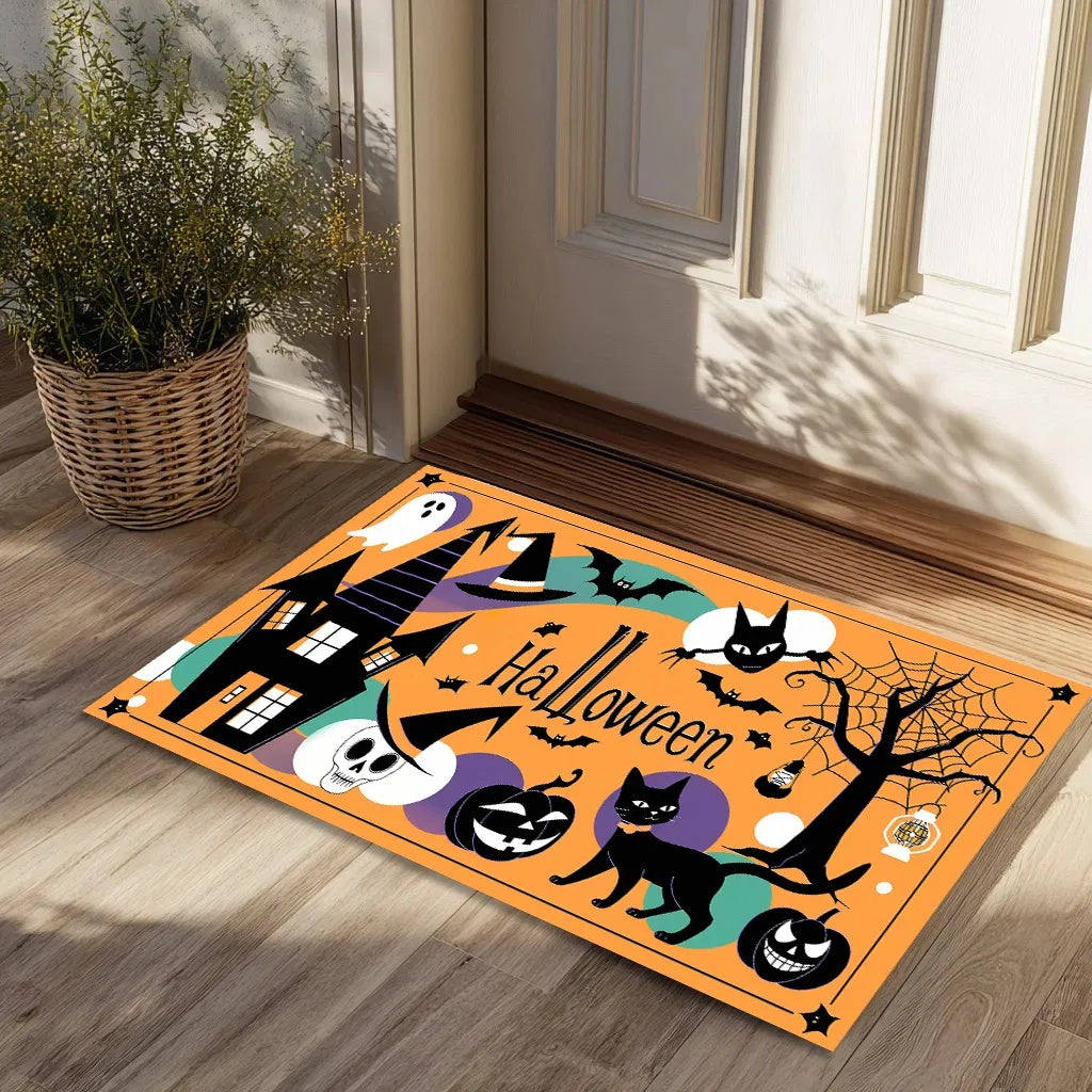 Halloween Pumpkin Ghost Doormat - Spooky Home Decor for Entrance & Living Spaces