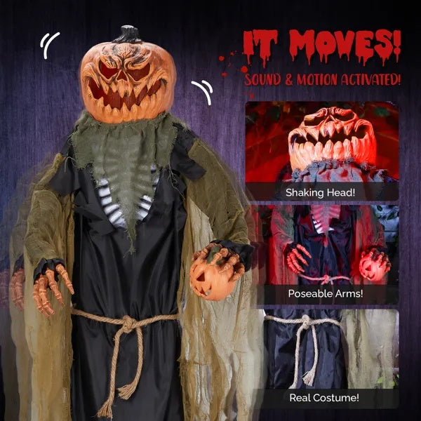 7ft Giant Pumpkin Halloween Standing Decoration - Outdoor Display