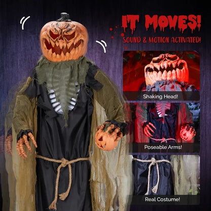 7ft Giant Pumpkin Halloween Standing Decoration - Outdoor Display