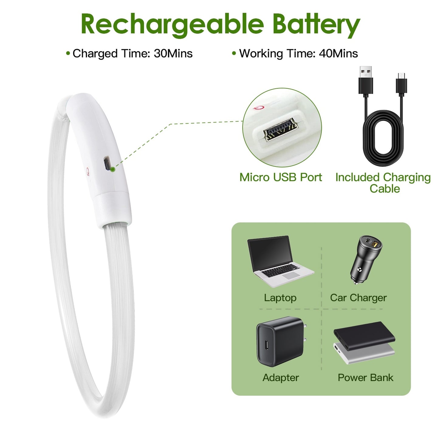 USB Rechargeable LED Dog Collar - Multi-Color Safety Light for Night Walking