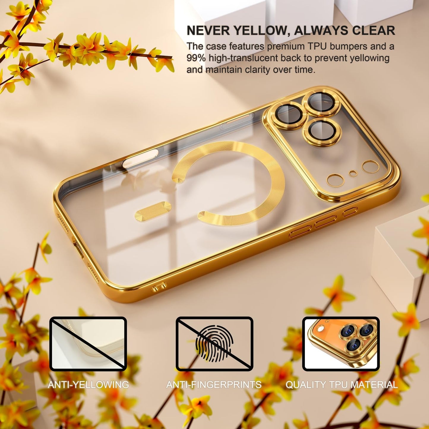 For Iphone 17 Pro Max/Air/17 Pro/17 Slim Plating Clear Mag Safe Lens Screen Case