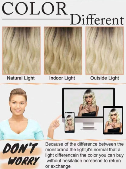 Synthetic Wavy Wig, Non-toxic Wig With Wave Head, With Bangs, Short Mixed Hair For Women, Heat Resistant, Suitable For The Whole Scene