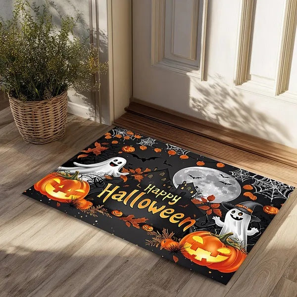 Halloween Pumpkin Ghost Doormat - Spooky Home Decor for Entrance & Living Spaces