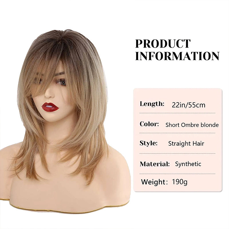 Blonde Curly Wig with Bangs - 20 Inch Heat Resistant Synthetic Hair
