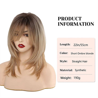 Blonde Curly Wig with Bangs - 20 Inch Heat Resistant Synthetic Hair