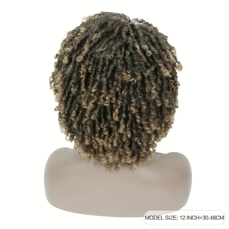 Short Hair Braided Non-toxic Wig African Curly Wig Synthetic Wig African Hair Braided Hook Braided Wig Dirty Braid Headgear