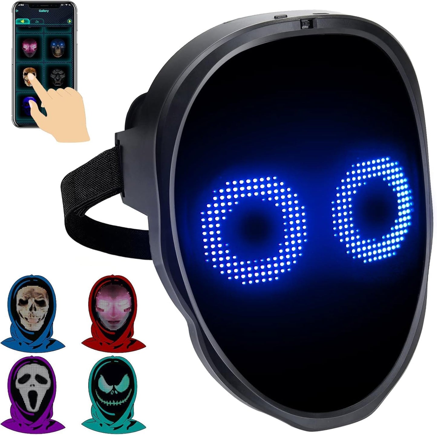 Programmable LED Mask-App Bluetooth Customizable Light-Up Face Mask for Festivals Parties Raves Cosplay Christmas Gift